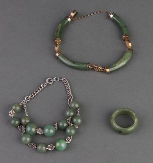 Jade Beaded Bracelets & Ring, 3