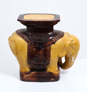 Asian Porcelain Elephant Form Garden Stool