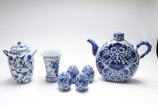 Chinese Blue & White Porcelain Items, Group of 7
