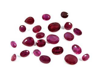 20.2 cttw Group of Loose Mixed-Cut Ruby Stones