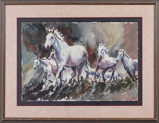 Heidi Ludwig "Wild Horses" Watercolor on Paper