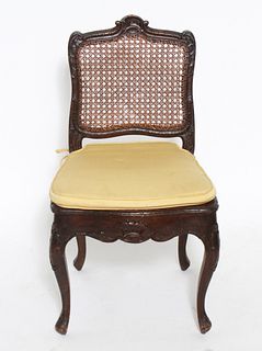 Antique Rococo Manner Carved & Caned Chair