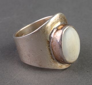 Modernist Sterling Silver & Moonstone Ring
