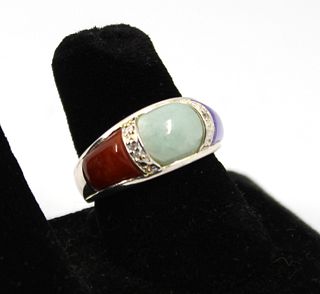 Rainbow Gemstone & Sterling Silver Ring