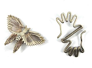 Silver Butterfly & Hand Brooches, 2