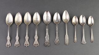 Antique Sterling Silver Teaspoons,10