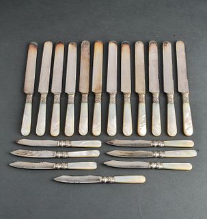 Silver & Mother-of-Pearl Knives Group of 19