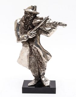 Ben Shahn Attr. Silver-Tone Fiddler Sculpture