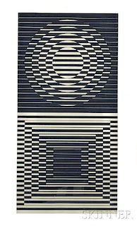 Victor Vasarely (Hungarian/French, 1906-1997)      Gold and Black Mirror Image