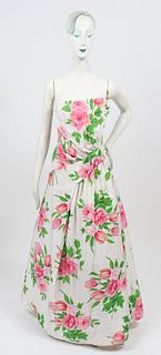 Scaasi Floral Strapless Dress