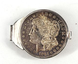 U.S. 1921 Morgan Dollar Sterling Money Clip