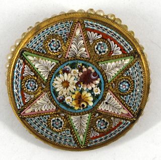 Vintage Venetian Glass Micro Mosaic Brooch / Pin