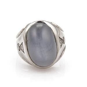 Vintage 40.60ct Star Sapphire & Diamond 14k Ring