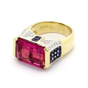 12.50ct Pink Tourmaline Sapphire & Diamond Ring