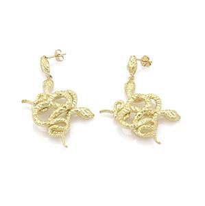 18k YGold Double Coiled Snakes Textured Earrings