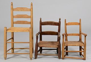 3 East TN chairs, includ. 2 child armchairs