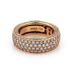 Birks 3 Carats Diamond 18k Pink Gold 7mm Ring