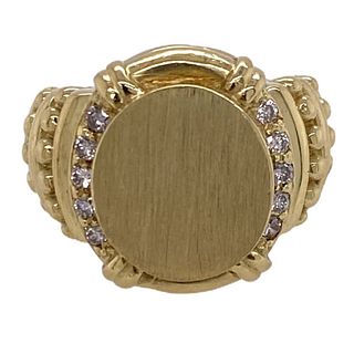 Diamond Signet 18 Karat Yellow Gold Ring