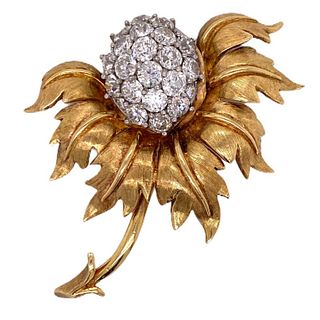 8.00 Carat Old European Diamond Floral Pin Brooch