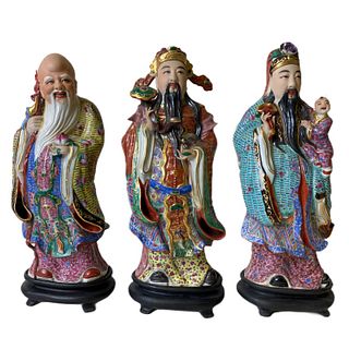 (3) Three Chinese Porcelain Immortals