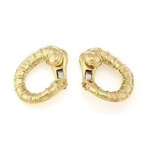 David Webb 18k Yellow Gold Shell Design Earrings