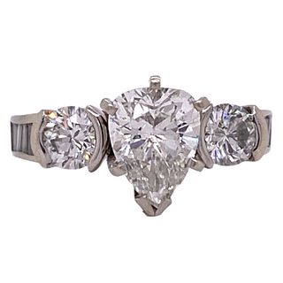 Pear Shape Diamond Engagement Ring 14k WGold