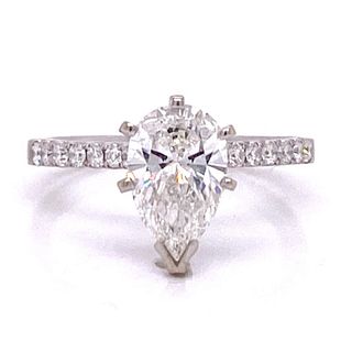 Pear Cut Diamond Engagement Ring GIA 18k WGold