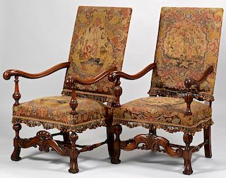 2 Baroque Continental Needlepoint Chairs