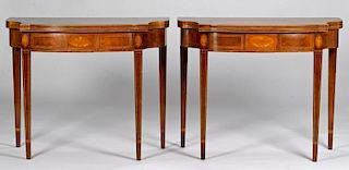Pair Eagle Inlaid Game Tables