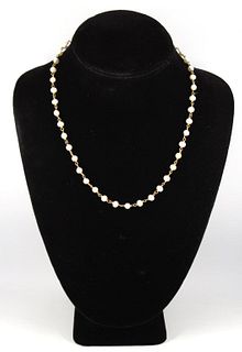 Vintage 14K Yellow Gold  And Pearl Link Necklace