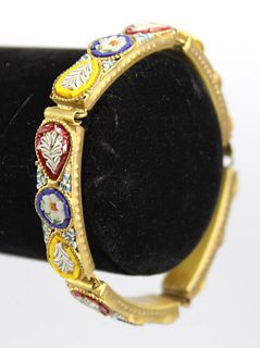 Vintage Venetian Glass Micro Mosaic Link Bracelet