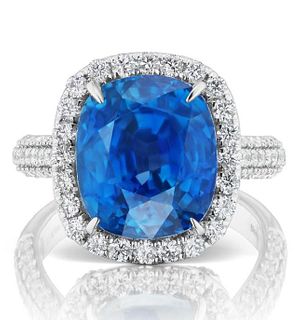 BURMA BLUE SAPPHIRE RING DIAMONDS GRS & AGL CERT.