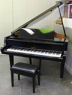 Petrof Black Lacquered Baby Grand Piano And Bench