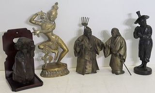 Group Lot Of Asian Bronze & Gilt Metal Sculptures