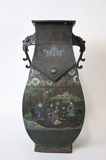 Antique Japanese Cloisonne Floor Vase.