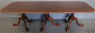 Chippendale Style Mahogany Triple Pedestal