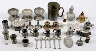Assorted pewter and lighting, 51 items