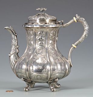 Coin Silver Teapot, architectural decoration