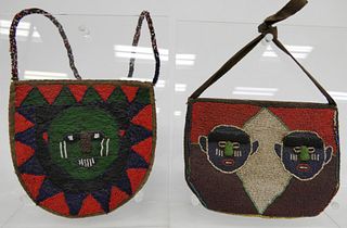 2 ANTIQUE AFRICAN BEADED PURSES