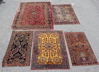 5 Antique And Finely Hand Woven Area carpets