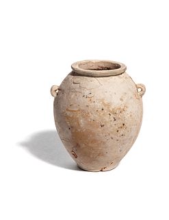 An Egyptian Miniature Limestone Lug Handled Jar
