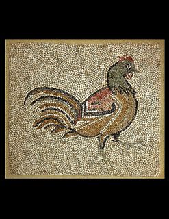 A Byzantine Marble Mosaic Panel With a Rooster
Height 31 1/2 x width 36 inches.
