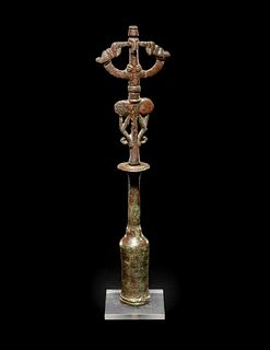 A Luristan Bronze Standard Finial with the Master of the Animals