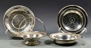 Sterling Silver Basket, Bowls and Tray