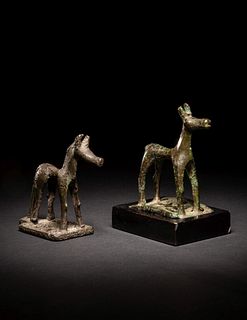 Two Greek Bronze Horses
