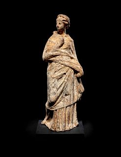 A Greek Terra Cotta Draped Female Figure