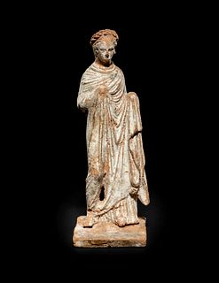 A Greek Terra Cotta Draped Female Figure