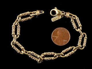 14K Gold Link Bracelet, 8" L