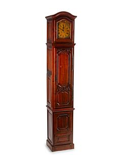 A French Provincial Walnut Longcase Clock
Height 93 x width 18 x depth 13 1/2 inches.