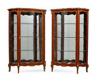 A Pair of Louis XV Style Gilt-Bronze-Mounted Kingwood Vitrine Cabinets
Height 68 x width 45 x depth 18 inches.